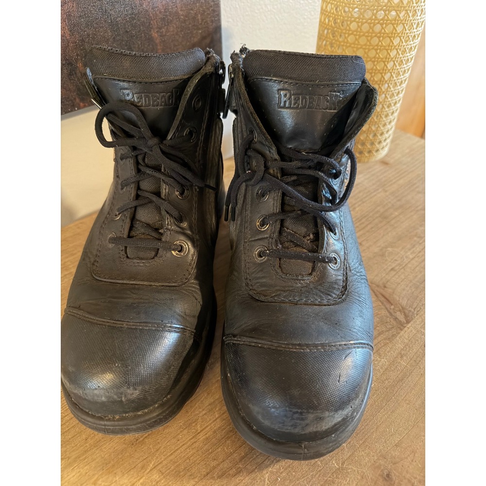 Redback Spider Mens Black Leather Side Zip Lace Up Work Boots Made in Australia - Picture 2 of 5